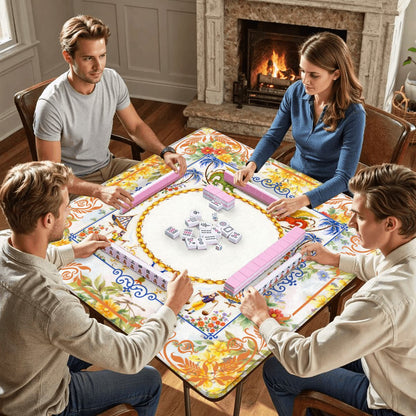 The Cirque Chinois Floral Mahjong Mat - Splash Of Mahj And Color Co.