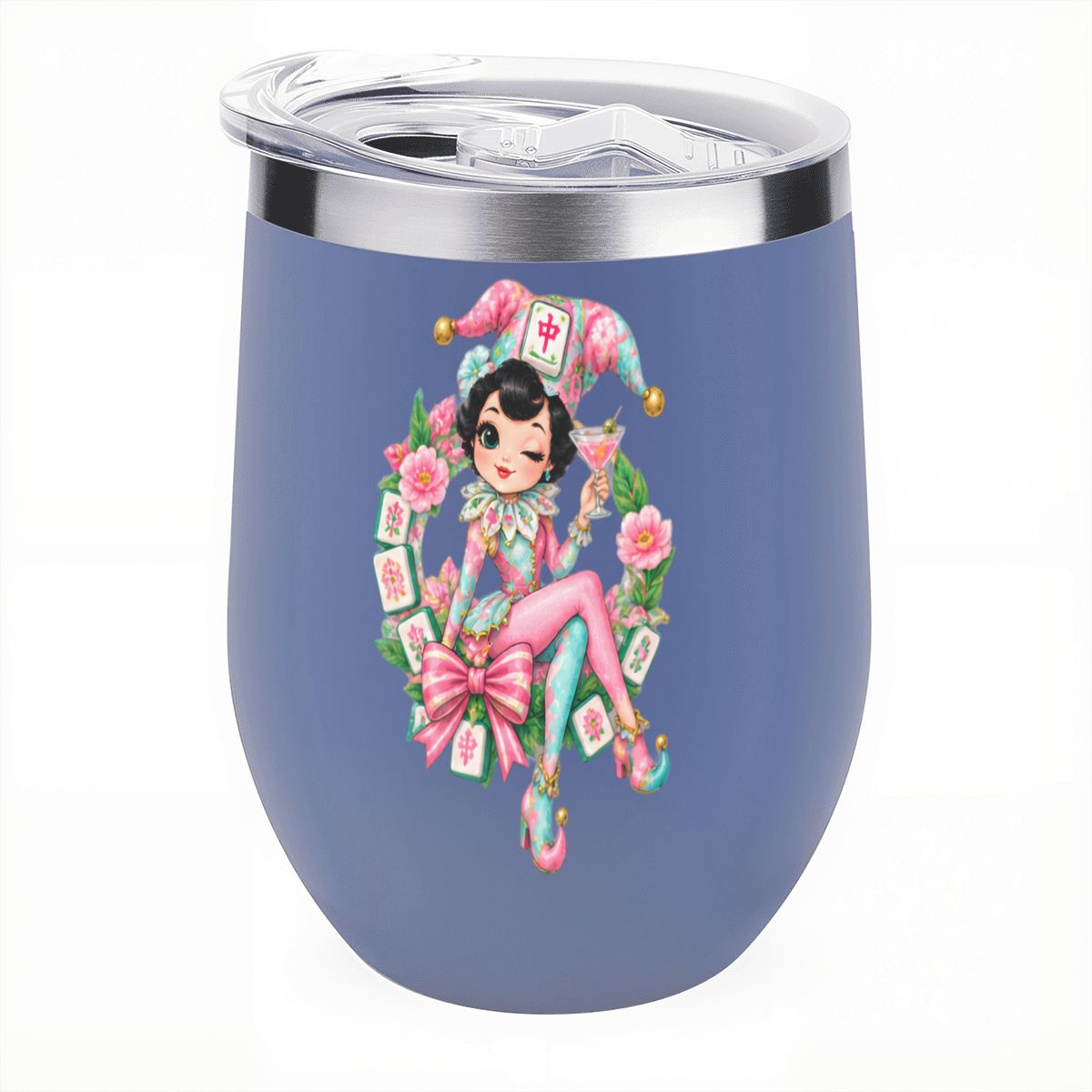Mahjie The Mascot Egg Shaped Wine Tumbler - Splash Of Mahj And Color Co.
