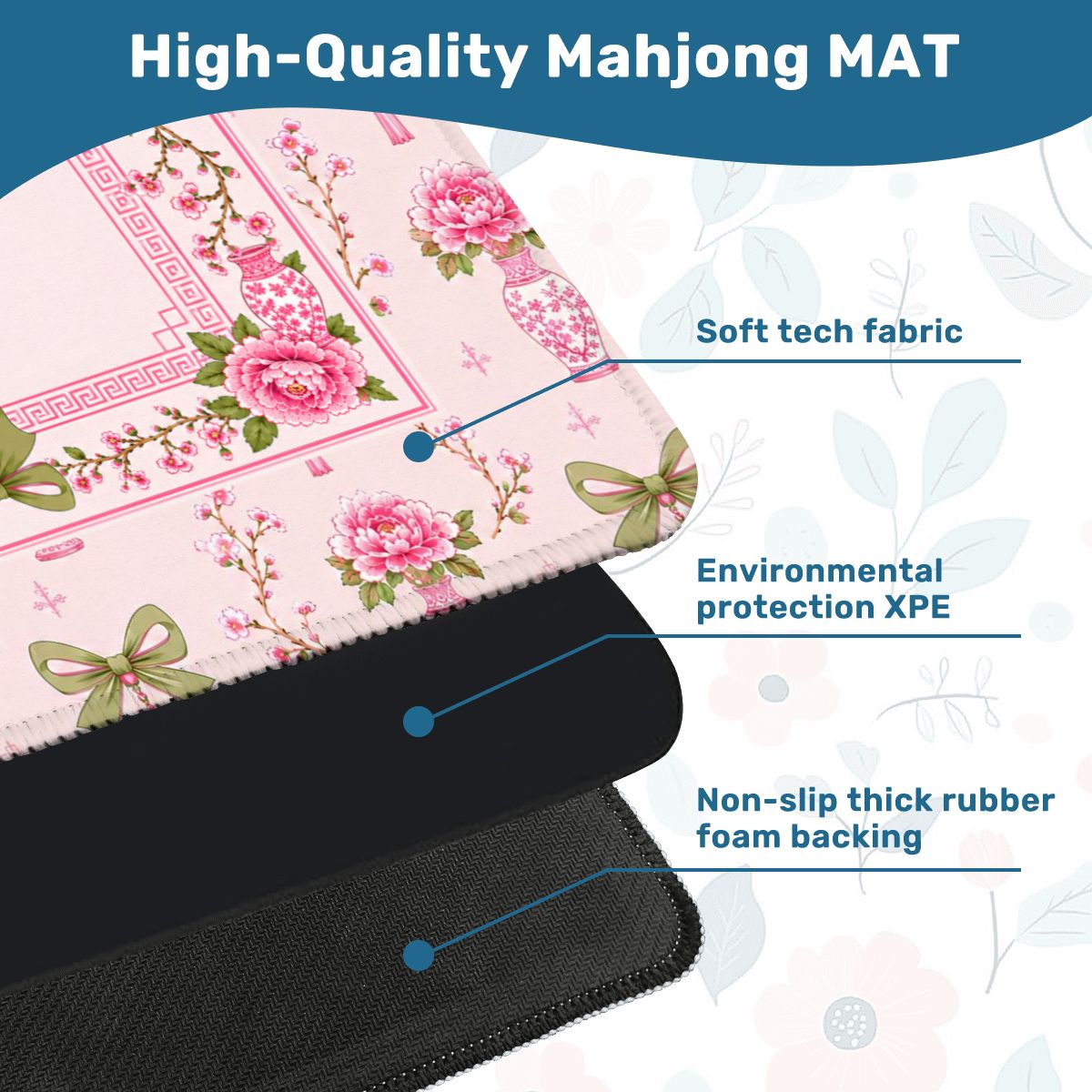 Pink Palm Pagoda Mahjong Mat - Splash Of Mahj And Color Co.