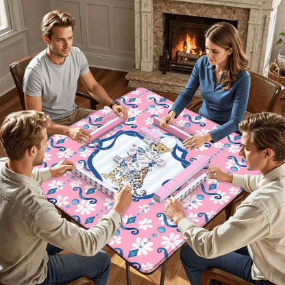 Charleston Cheetah Preppy Pink Floral Mahjong Mat - Splash of Color Co.