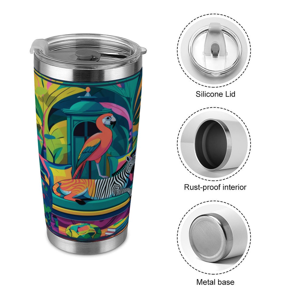 Wild Thang Jungle Print 20oz Tumbler with Lid and Straw - Splash of Color Co.