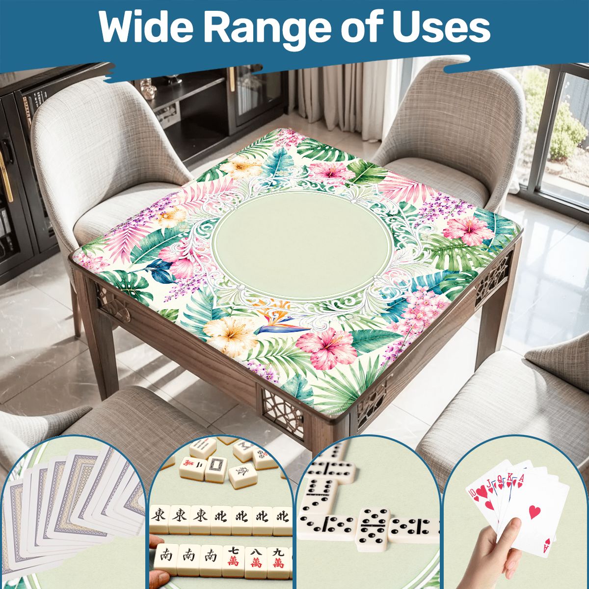 Jungle Love Pastel Chinoiserie Mahjong Mat