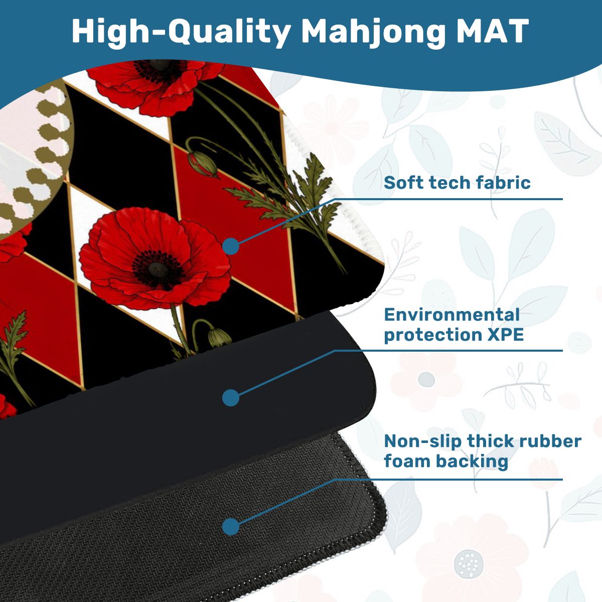 Harlequin Romance Red Poppy Play Mahjong Mat - Splash Of Mahj And Color Co.