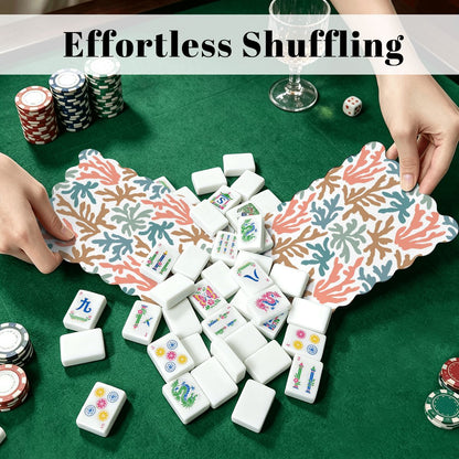 Coral Reef Scalloped Mahjong Shuffler Cards  Set of 4