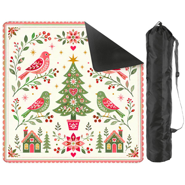 Scandinavian Christmas Birds Festive Holiday Mahjong Mat