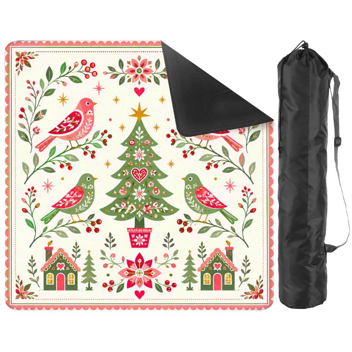Scandinavian Christmas Birds Festive Holiday Mahjong Mat