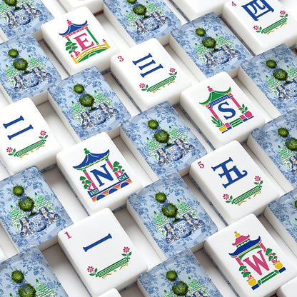 Preppy Staffordshire Dogs Chinoiserie Ginger Jar Engraved Mahjong Tiles And Carry Case