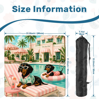 Dachshund Mahjong Mat — Poolside Doxies Modernist Design