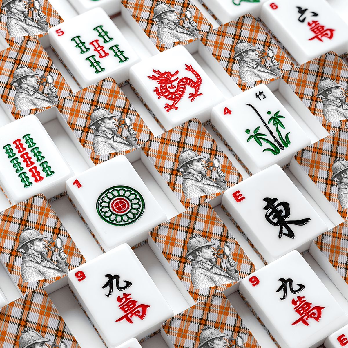 Sherlock Holmes Tweed Plaid American Mahjong Tiles And Carry Case - Splash Of Mahj And Color Co.