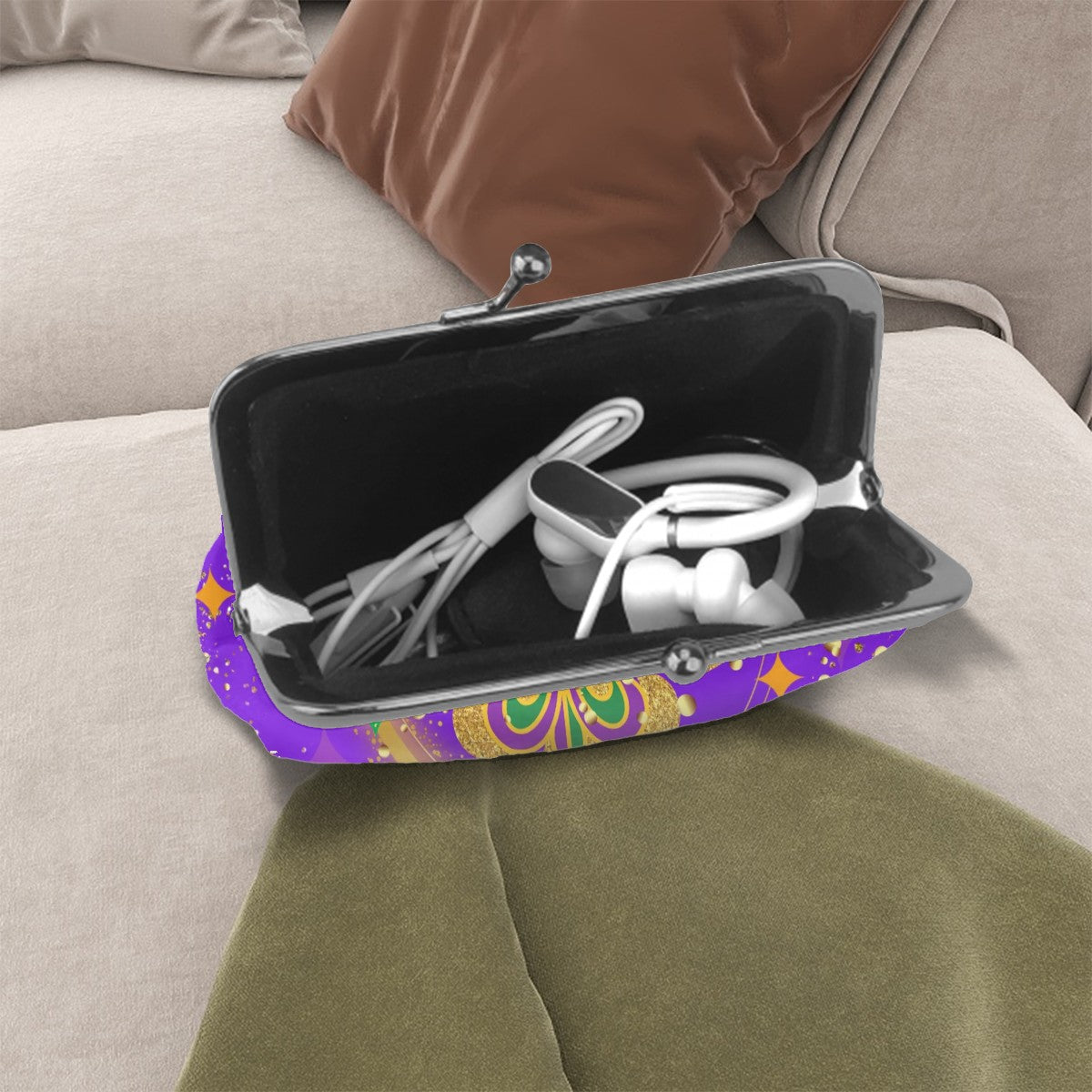Mardi Gras Party Time Women's Leather Kiss Lock Coin Purse - Splash Of Mahj And Color Co.