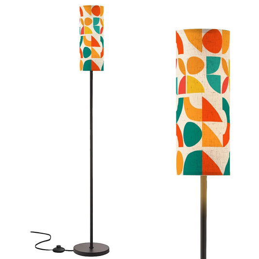Geometric Color Splash Modern Book Nook Lamp– Teal, Yellow & Orange Floor Lamp