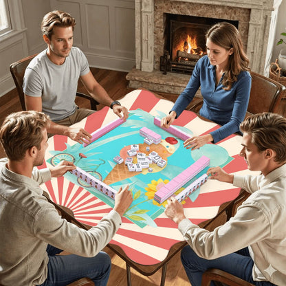 Summer Time Summer Time Scalloped Mahjong Mat - Splash of Color Co.