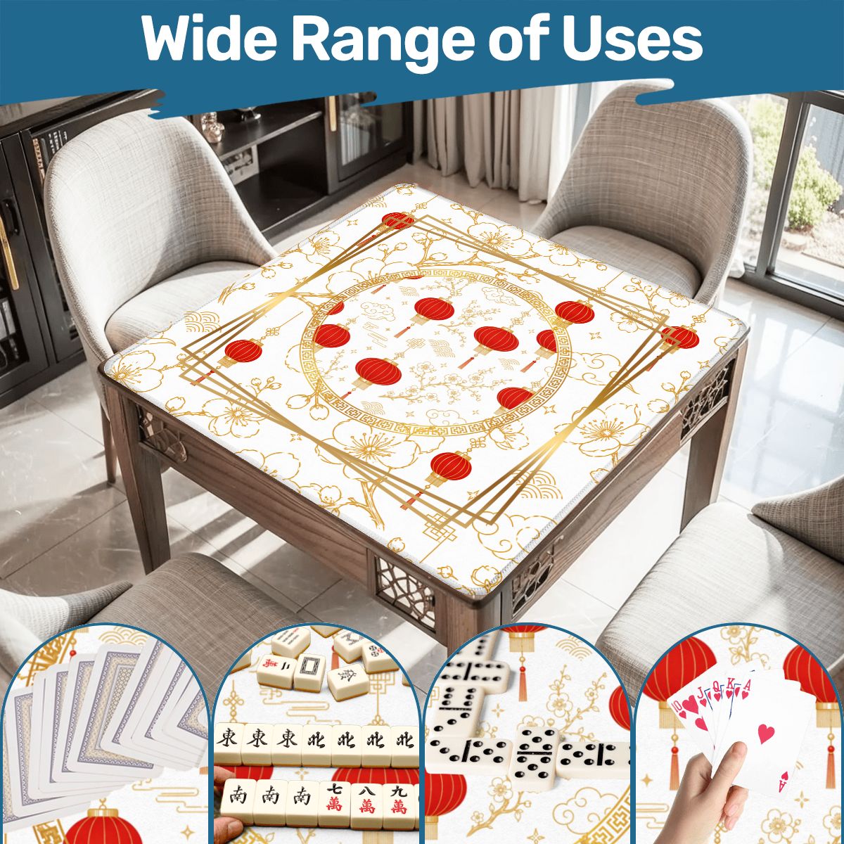 Asian Chinese Lanterns Mahjong Mat - Splash of Color Co.