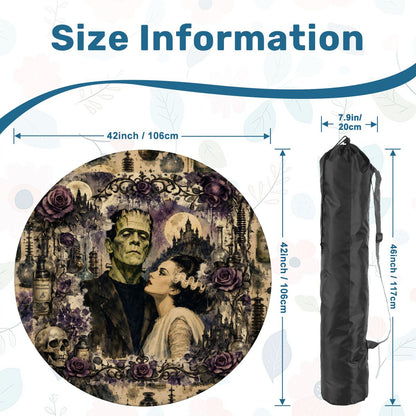Bride And Frankenstein Round Mahjong Mat - Splash Of Mahj And Color Co.
