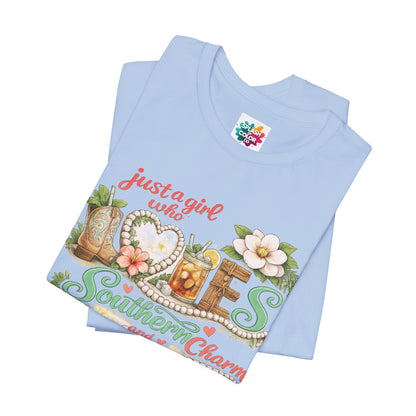 Just a Girl Who Loves Southern Charm Mahjong tee | Floral Mahjong Tiles Shirt - Splash of Color Co.