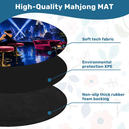 Midnight At The Oasis Art Deco Glam Round Mahjong Mat