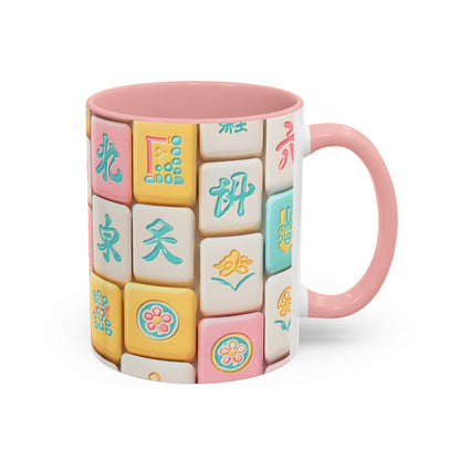 Pastel Mahjong Tile Pattern Mug | Accent Coffee Mug - Splash of Color Co.