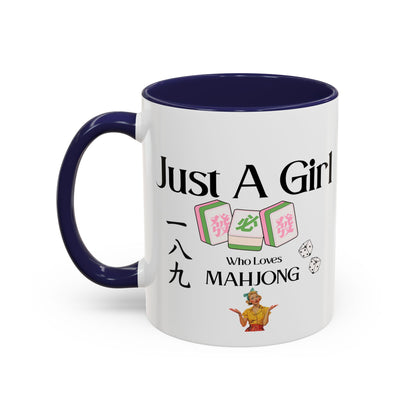 Mahjong Mug - "Just A Girl Who Loves Mahjong" Accent Coffee Mug - Splash of Color Co.