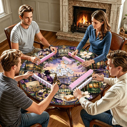 Mardi Gras On Bourbon Street Round Mahjong Mat - Splash Of Mahj And Color Co.