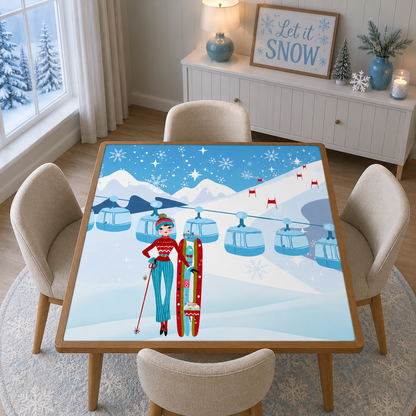 Ski Bunny Hills Winter Christmas Mahjong mat