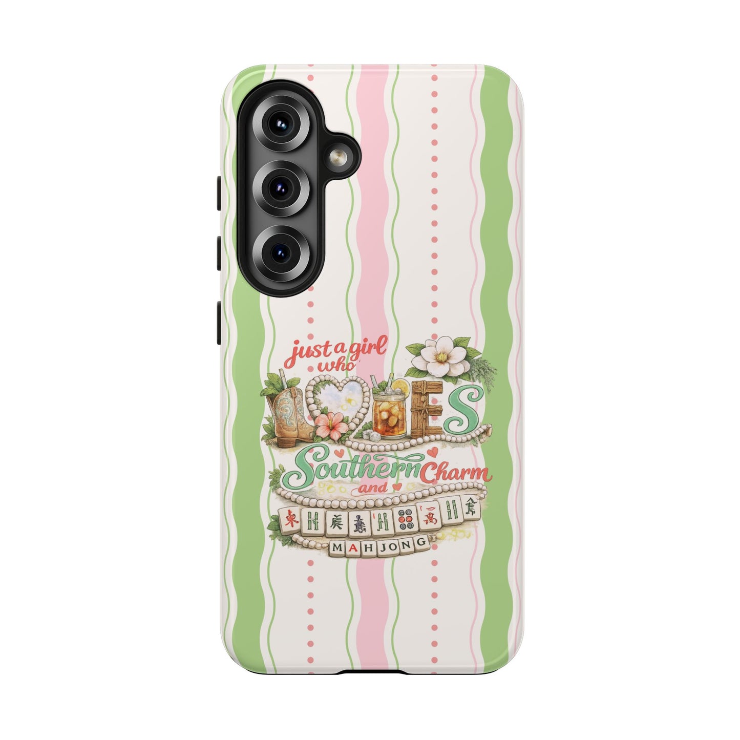 Just a Girl, Who Loves Southern Charm and Mahjong Preppy Pastel Phone Cases - Splash of Color Co.