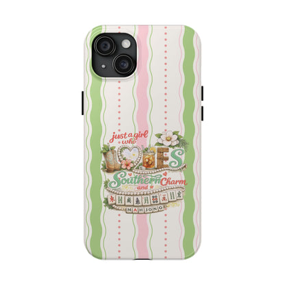 Just a Girl, Who Loves Southern Charm and Mahjong Preppy Pastel Phone Cases - Splash of Color Co.