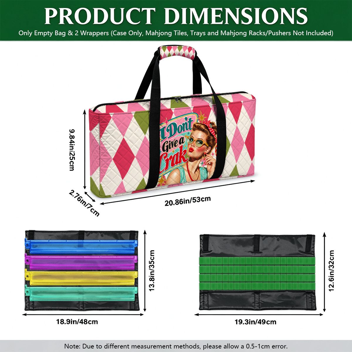 Harlequin Designed Funny I Don't Give A Crak Quilted Mahjong Bag Set 3 Pcs - Splash Of Mahj And Color Co.