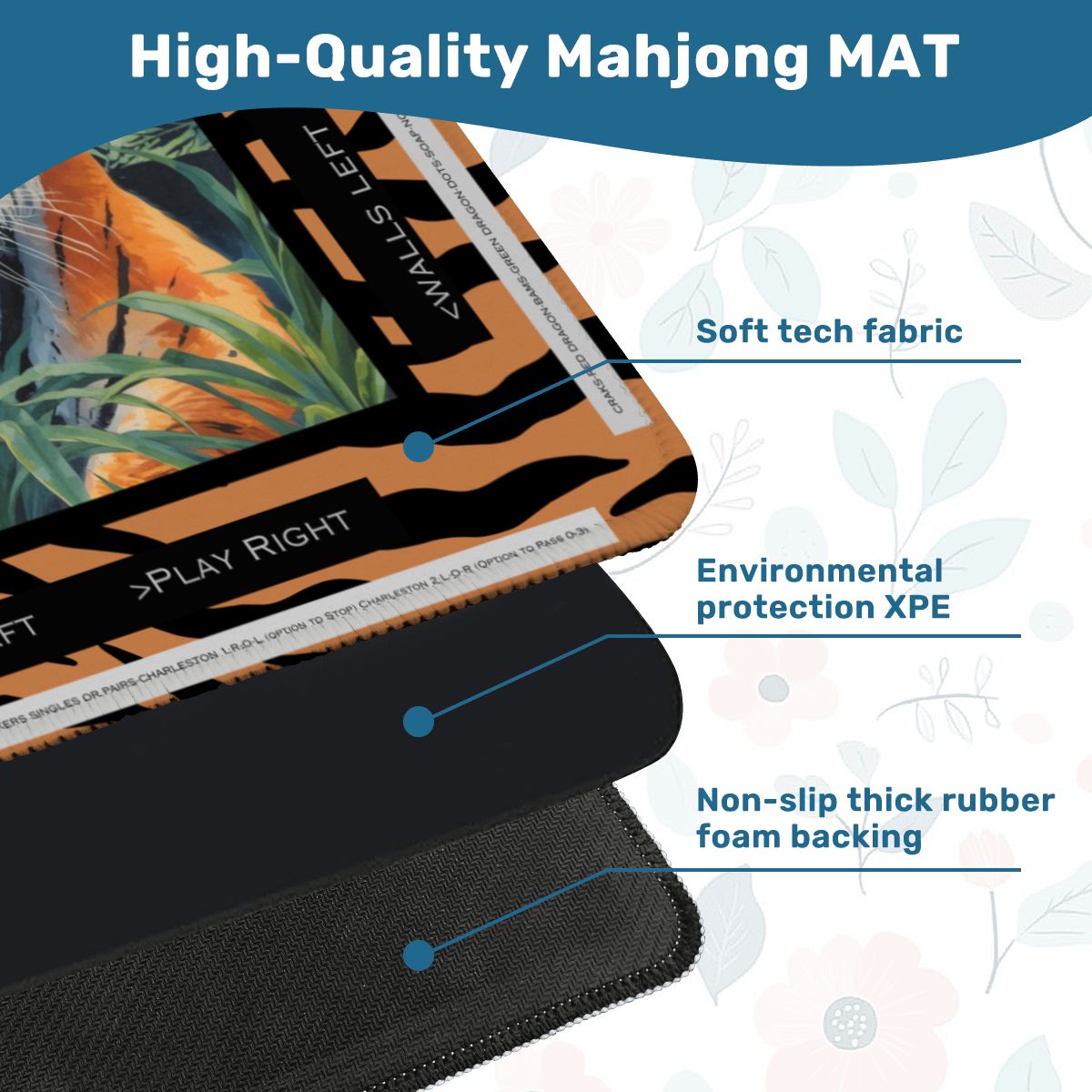 Rumble In The Jungle Tiger Print Mahjong Mat With Instructions - Splash of Color Co.