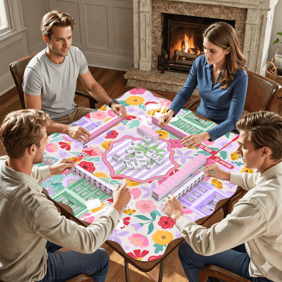 Charleston South Carolina Mahjong Whimsical Scalloped Mahjong Mat - Splash of Color Co.