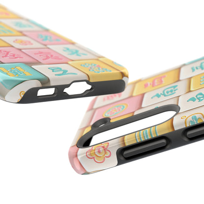 Pastel Mahjong Tile Phone Case | Cute Asian Game Pattern, Durable Protective Case - Splash of Color Co.