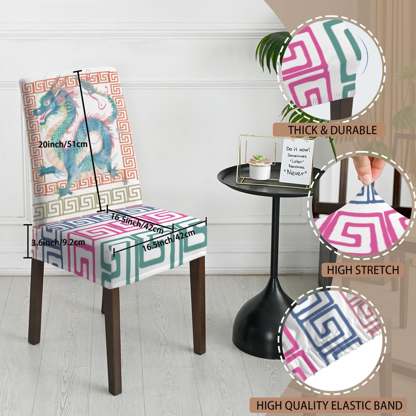 Mahjong Dragon Greek Key Designed Chair Covers Custom Chair Cover - Splash of Color Co.