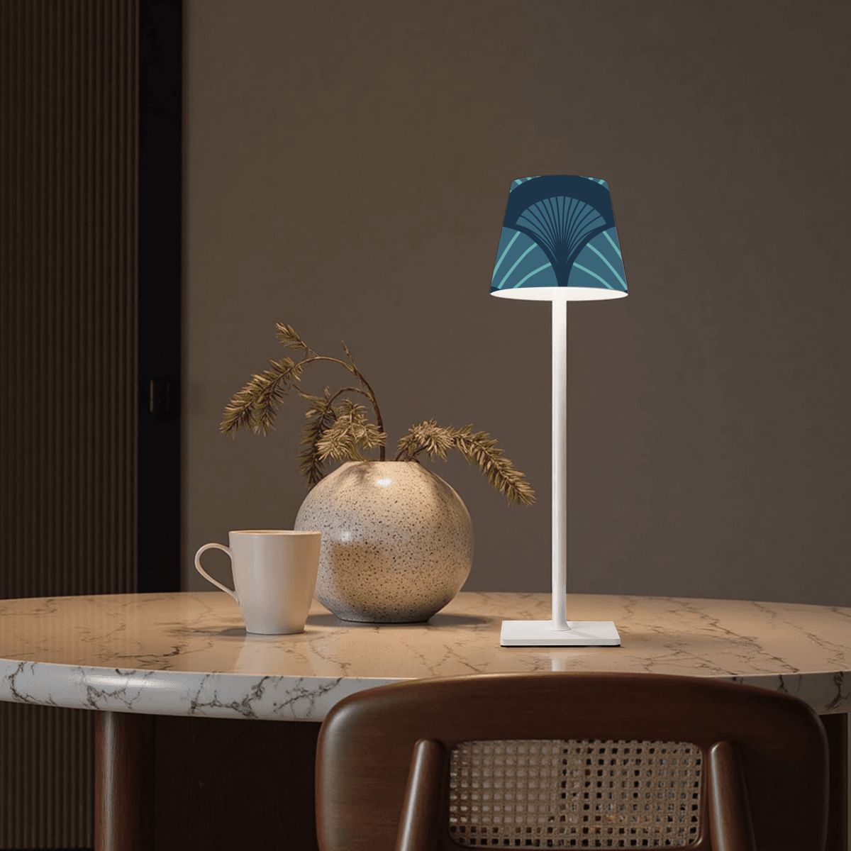 Blue Art Deco Mahjong LED Cordless Table Lamp - Splash Of Mahj And Color Co.