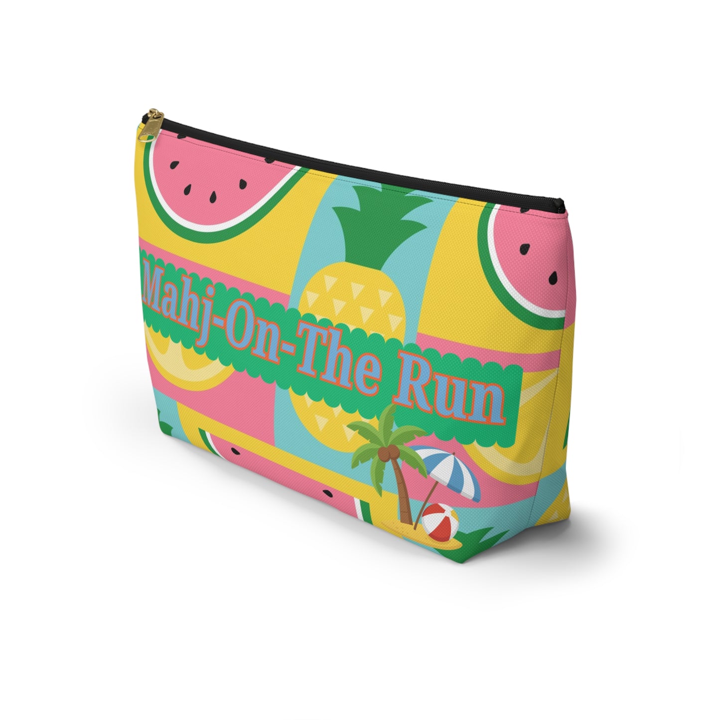 Mahj On The Run Tile Travel Pouch Tropical Fruit Pattern Accessory Pouch - Splash of Color Co.