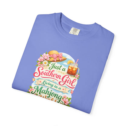 Southern Girl Mahjong T‑Shirt — "Just a Southern Girl Living in a Mahjong World" Floral Tee - Splash of Color Co.