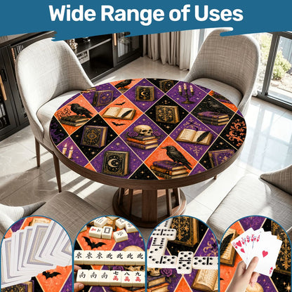 Harlequin Poe Halloween Fall Round Mahjong Mat