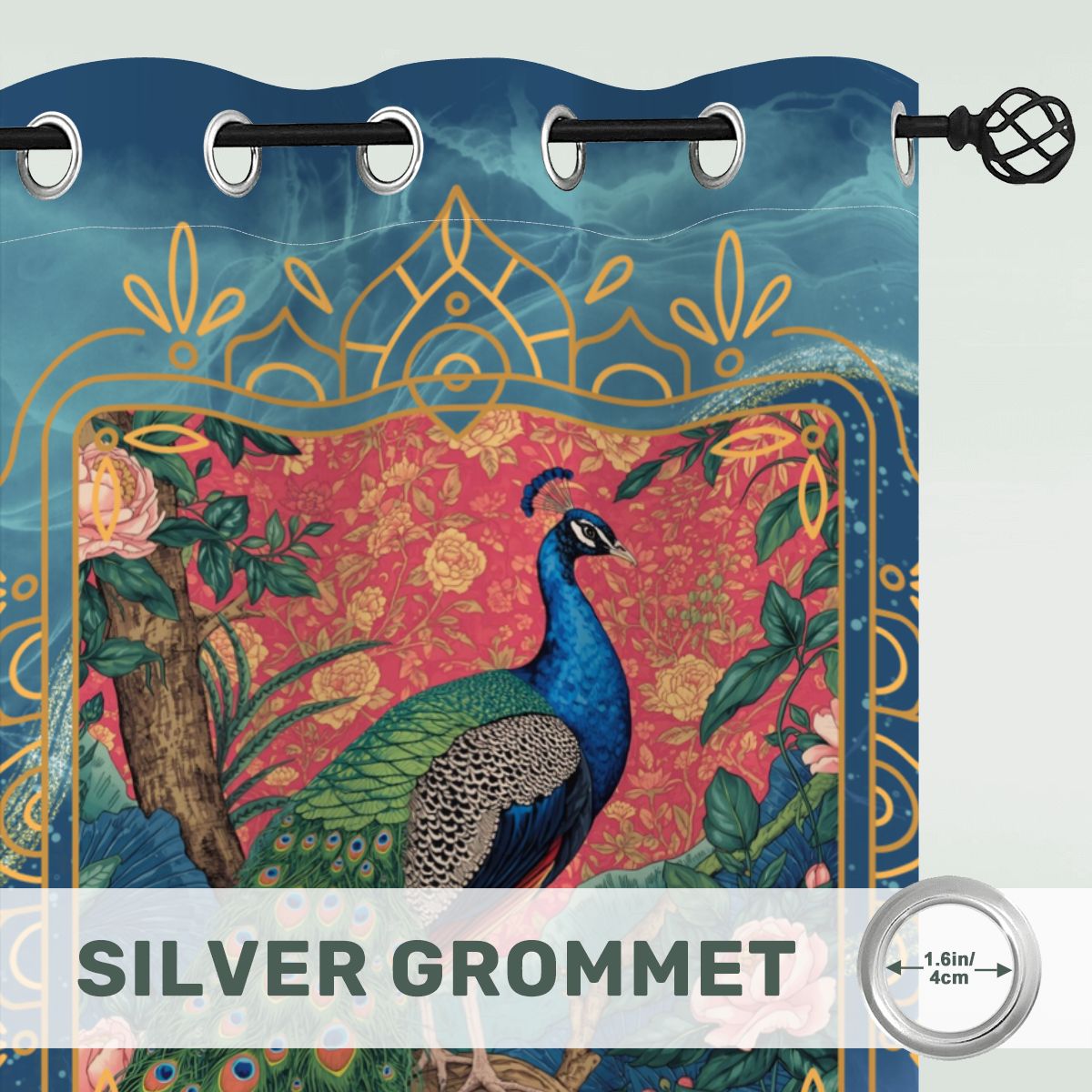 Asian Peacock, Elegant Chinoiserie Blackout Window Curtains - Splash of Color Co.