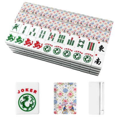 Mahjong Monkey Floral Asian Chinoiserie Hydrangea American Mahjong Tiles And Carry Case - Splash Of Mahj And Color Co.