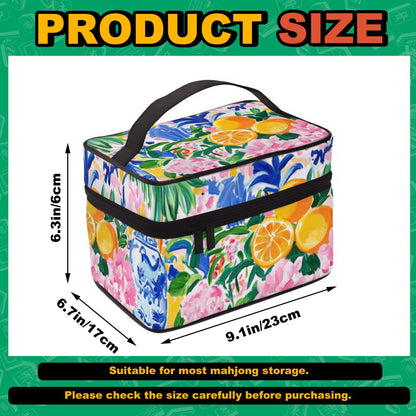 Citrus Sunny Chinoiserie Floral Portable Mahjong Tile Bag