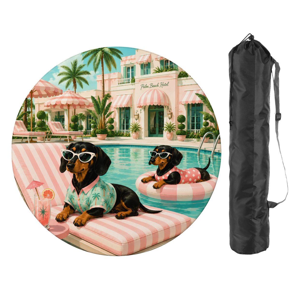 Floating At The Doxie Hotel Round Mahjong Mat