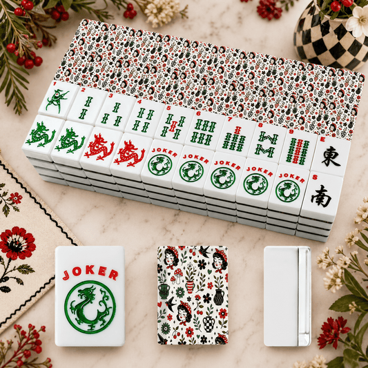 Mackenzies Garden Black Red Green American Mahjong Tiles And Carry Case - Splash of Color Co.