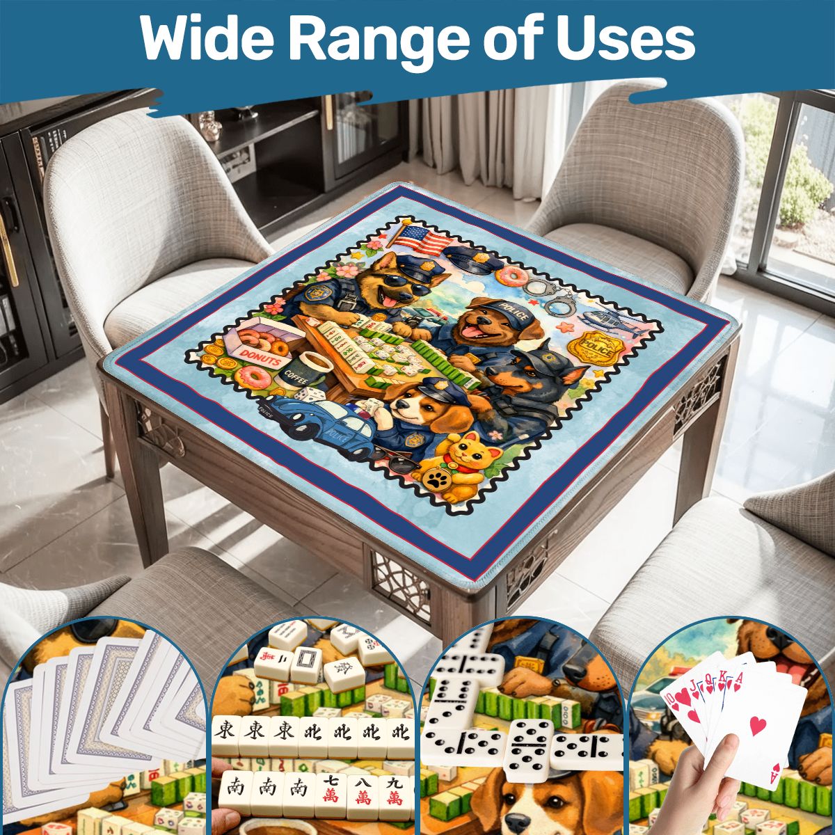 Paw Po Patrol Police Dogs Mahjong Mat - Splash of Color Co.