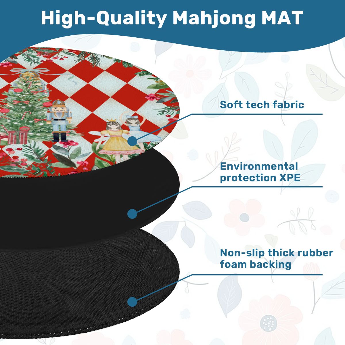 Harlequin Christmas Nutcracker Round Mahjong Mat