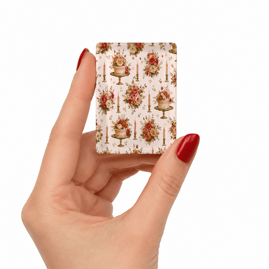 Victorian Birthday Cake And Candles American Mahjong Tiles And Carry Case - Splash Of Mahj And Color Co.