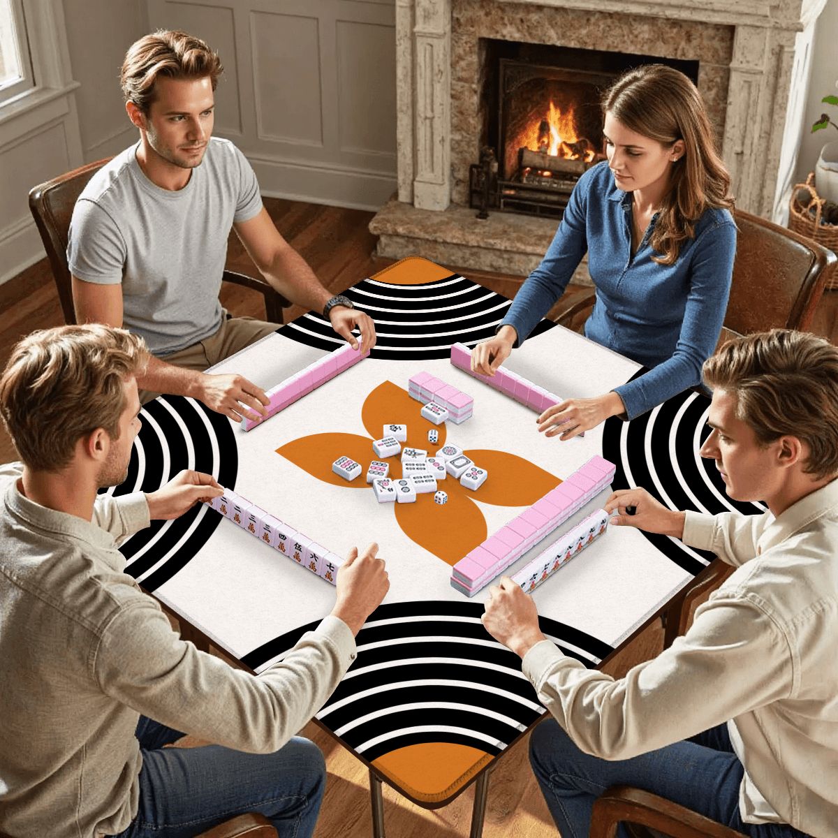 Calm Before Clack Modern Minimalist Geometric Designed Mahjong Mat - Splash of Color Co.