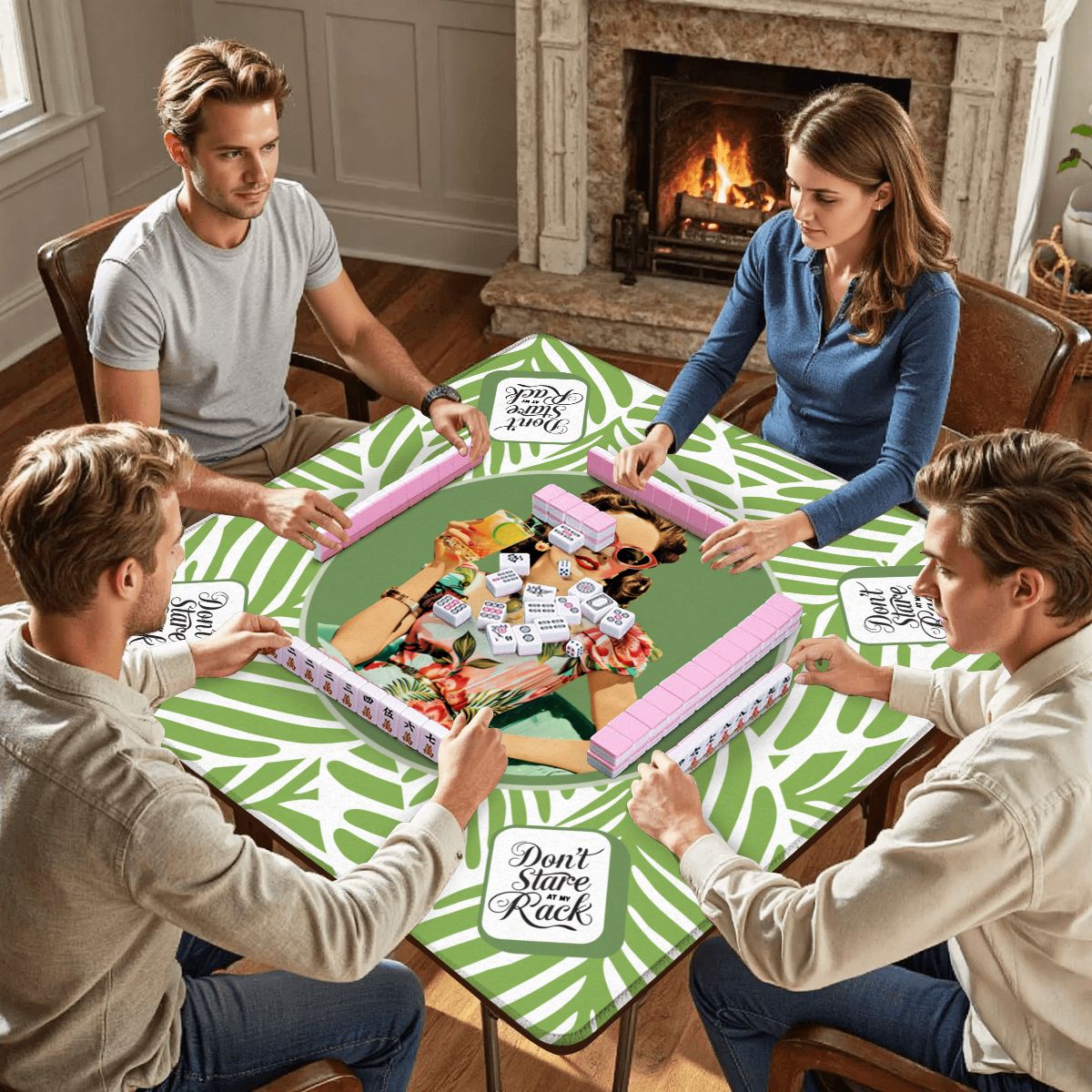 Funny Mahjong Mat, Don't Stare At My Rack - Splash of Color Co.