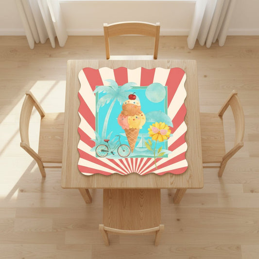 Summer Time Summer Time Scalloped Mahjong Mat - Splash of Color Co.