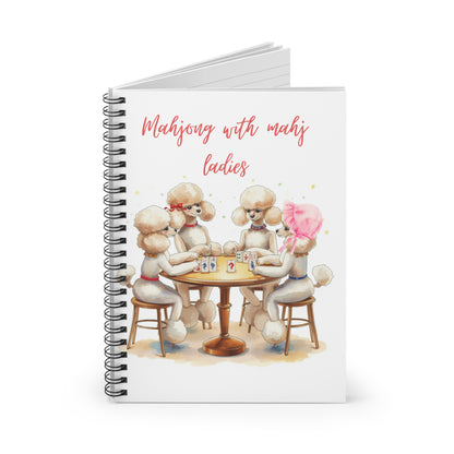 Mahjong Watercolor Dog Art, Poodle Ladies Game Night Spiral Notebook - Splash of Color Co.