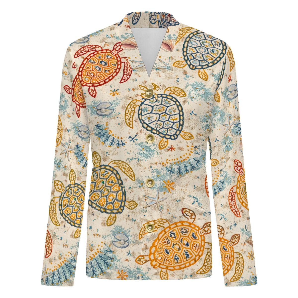 Off the Amalfi Coast Turtle Women's V Neck Lightweight Cardigan - Splash of Color Co.