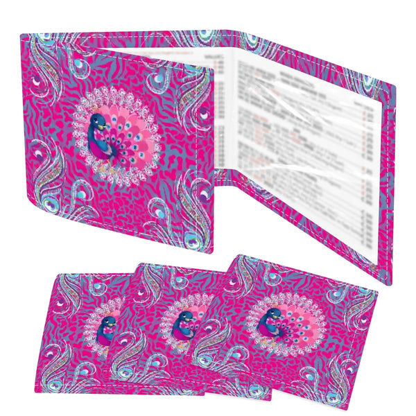 Playful Peacock Floral Hot Pink, 4 Mahjong Card Holder with Line Finder - Splash of Color Co.