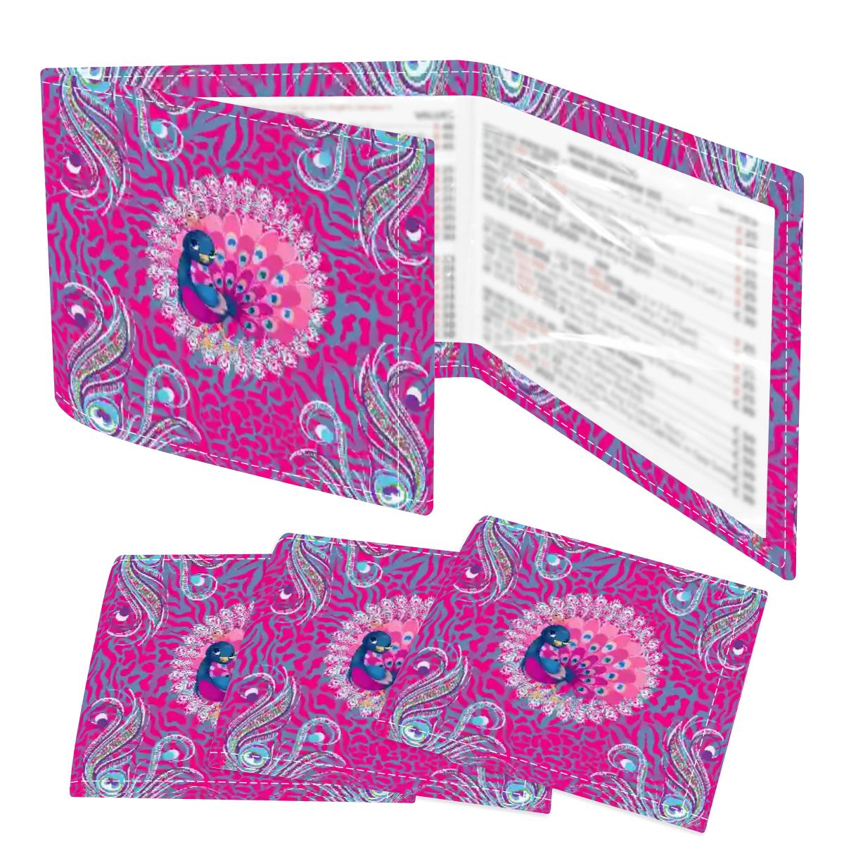 Playful Peacock Floral Hot Pink, 4 Mahjong Card Holder with Line Finder - Splash of Color Co.